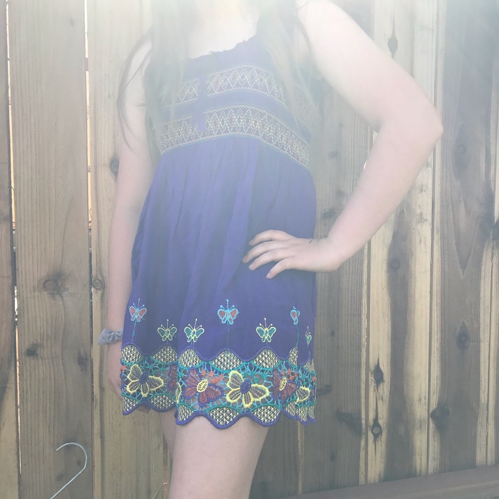 Purple noddle string short dress